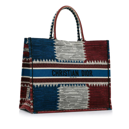 Blue Dior Large French Flag Book Tote
