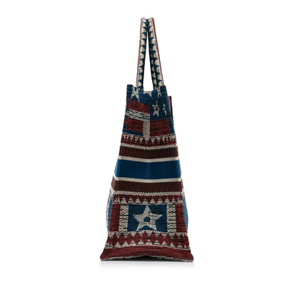 Blue Dior Large French Flag Book Tote