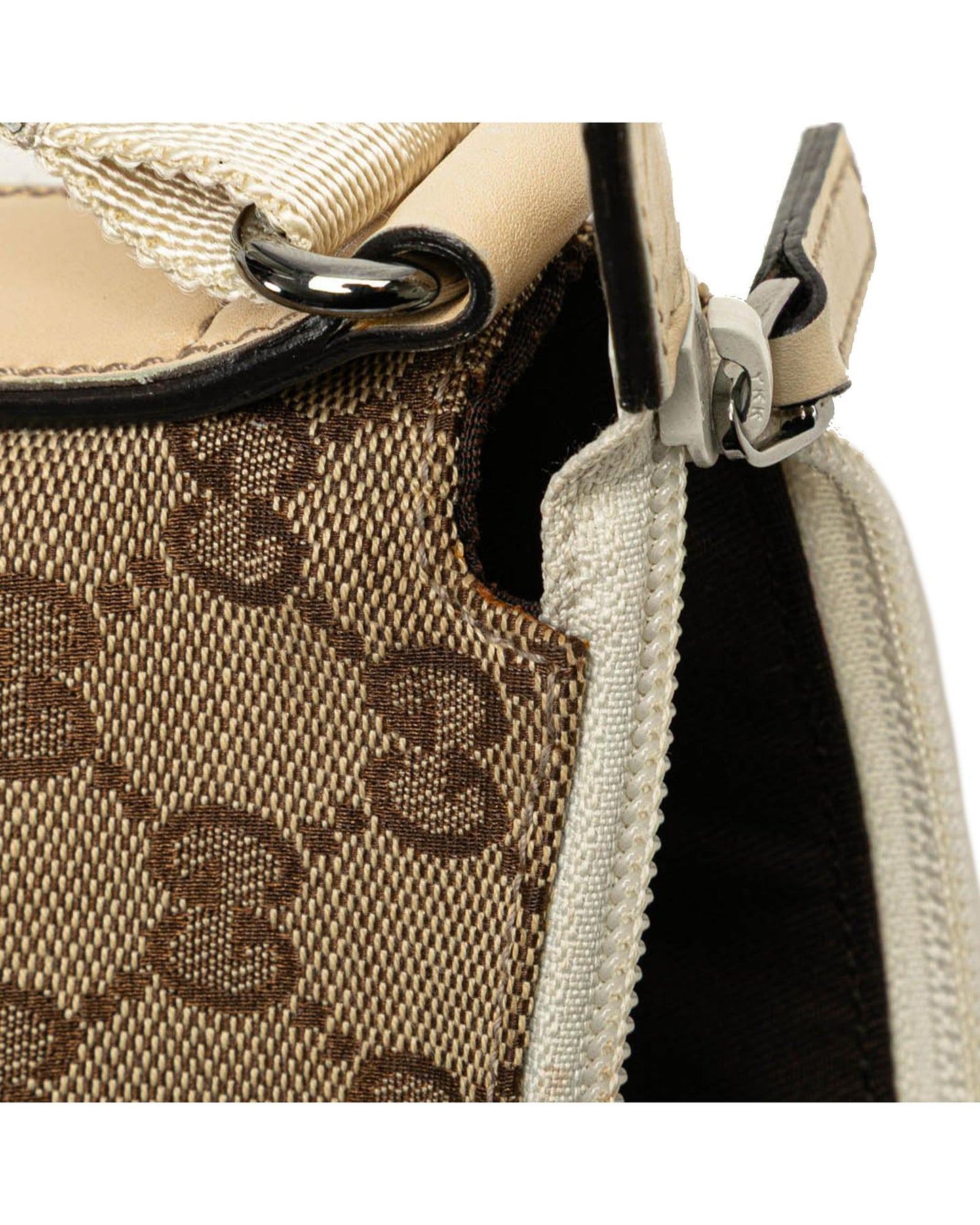 GG Canvas Crossbody Bag with Perforated Leather Trim and Adjustable Strap