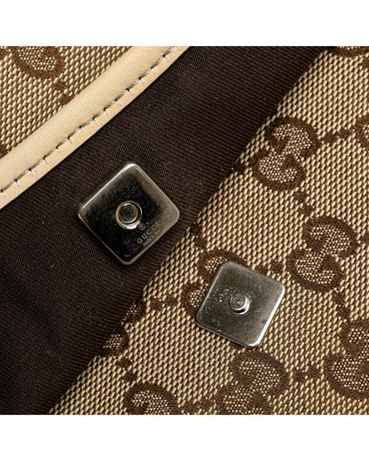GG Canvas Crossbody Bag with Perforated Leather Trim and Adjustable Strap