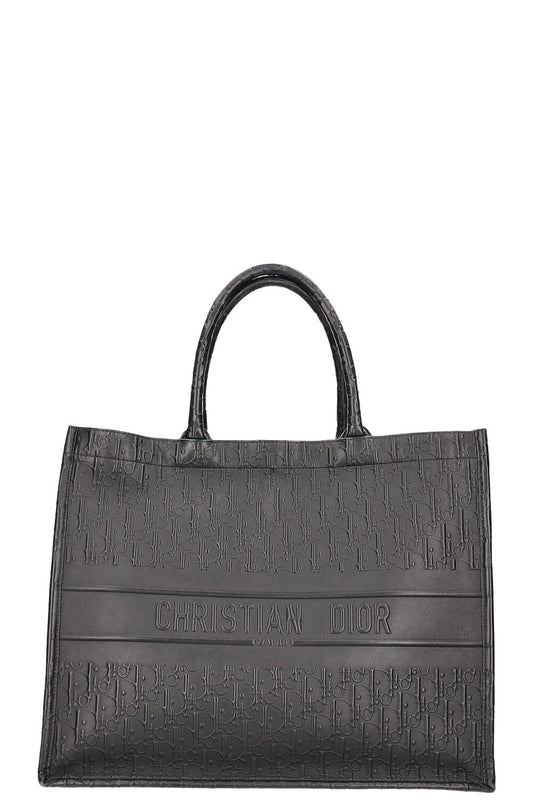 Dior Book Tote Leather Black Tote Bag Leather