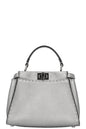 FENDI Peekaboo Bag Mini Leather Silver