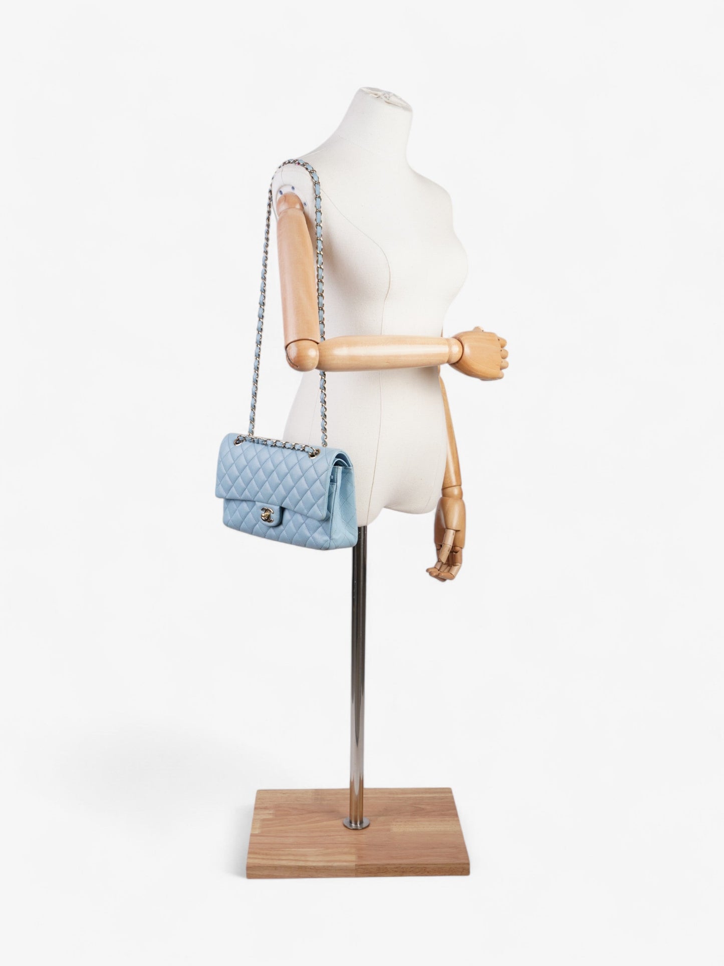 Chanel Classic Double Flap Light Blue Caviar Leather Medium
