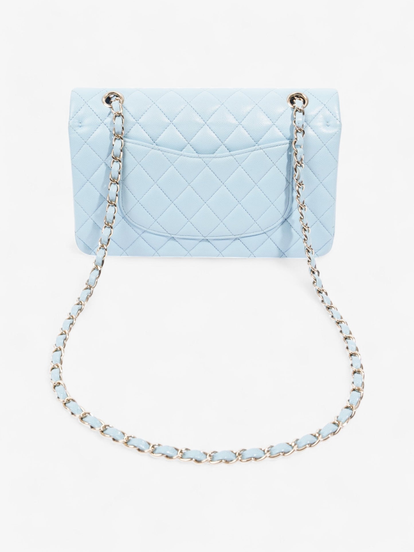 Chanel Classic Double Flap Light Blue Caviar Leather Medium