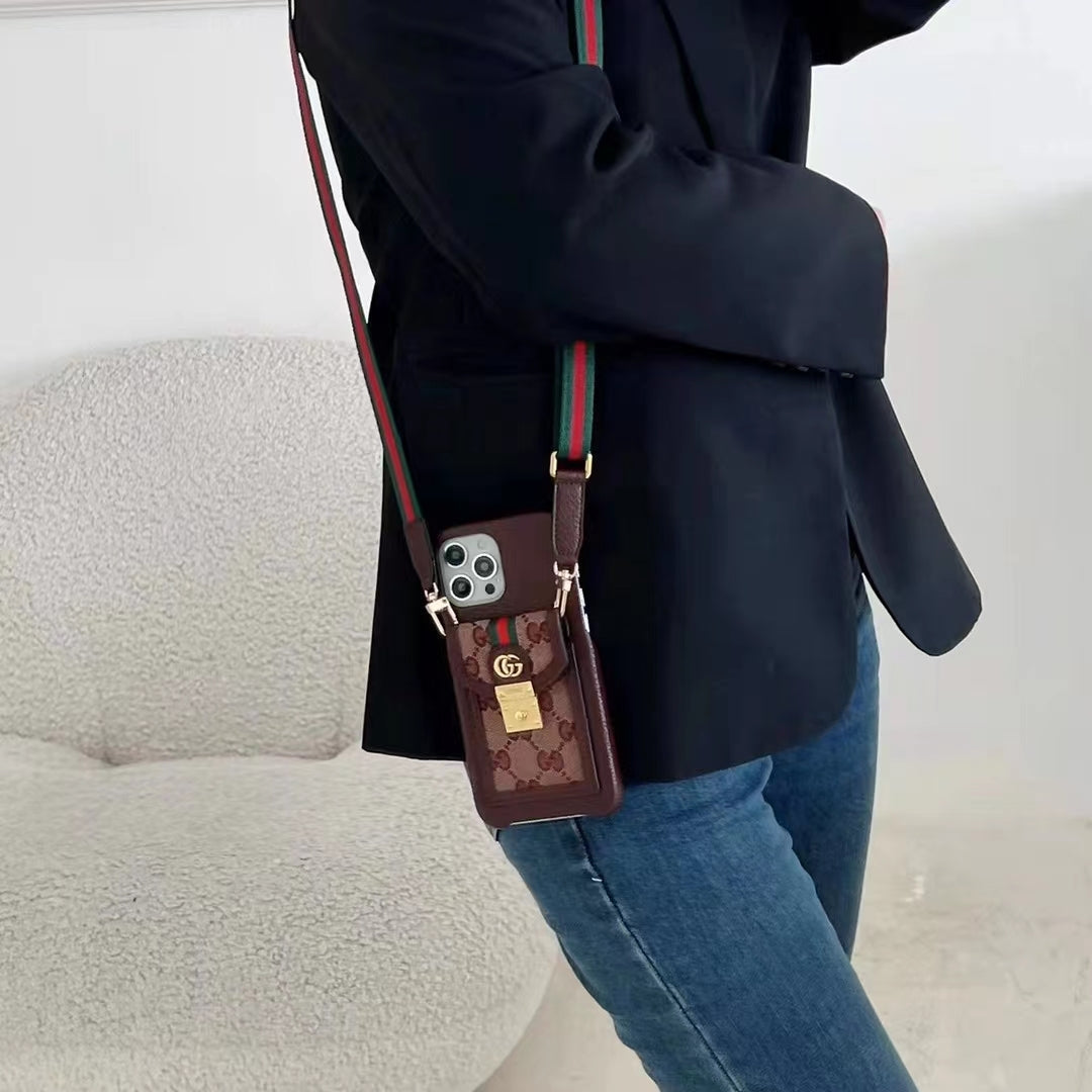 Gucci Design iPhone Case Crossbody Style 1115 Pro Max Plus
