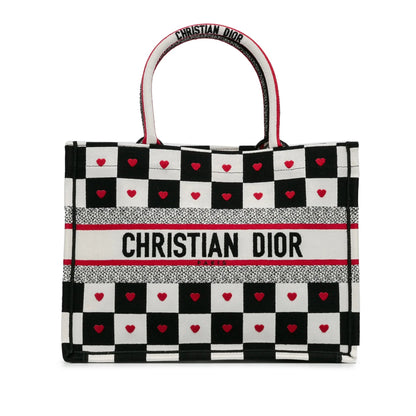 White Dior Dioramour Medium Canvas D-Chess Book Tote