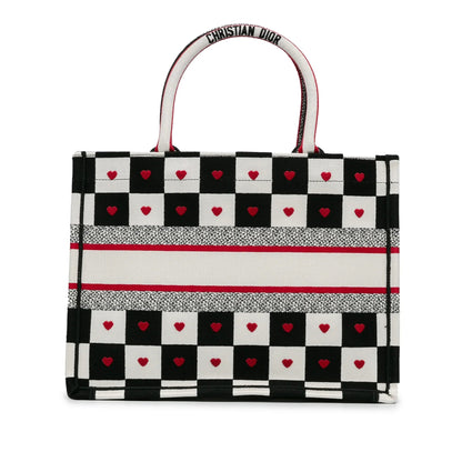White Dior Dioramour Medium Canvas D-Chess Book Tote