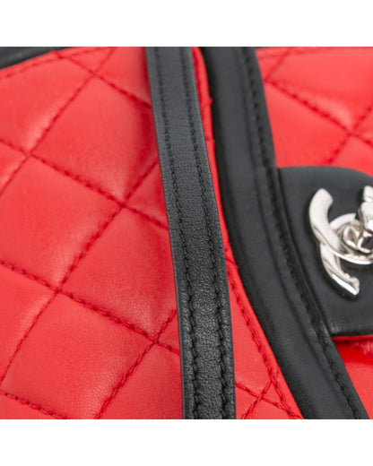 Mini Square Lambskin Graphic Flap Crossbody Bag with Chain Strap