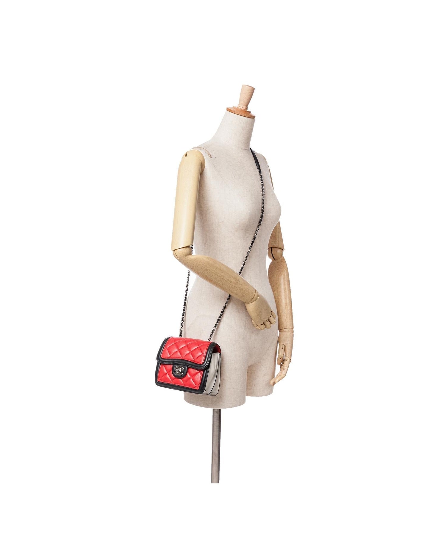 Mini Square Lambskin Graphic Flap Crossbody Bag with Chain Strap