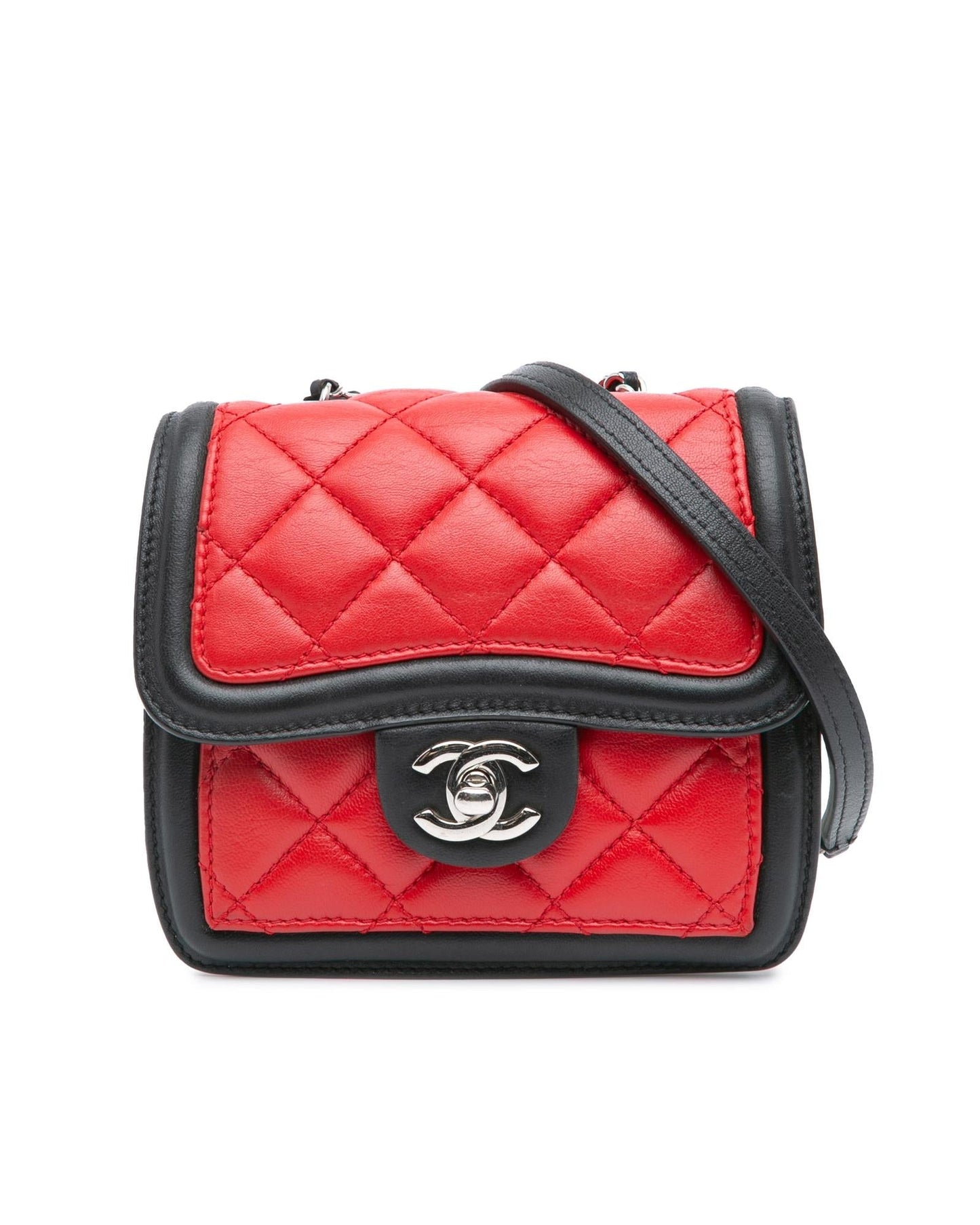 Mini Square Lambskin Graphic Flap Crossbody Bag with Chain Strap