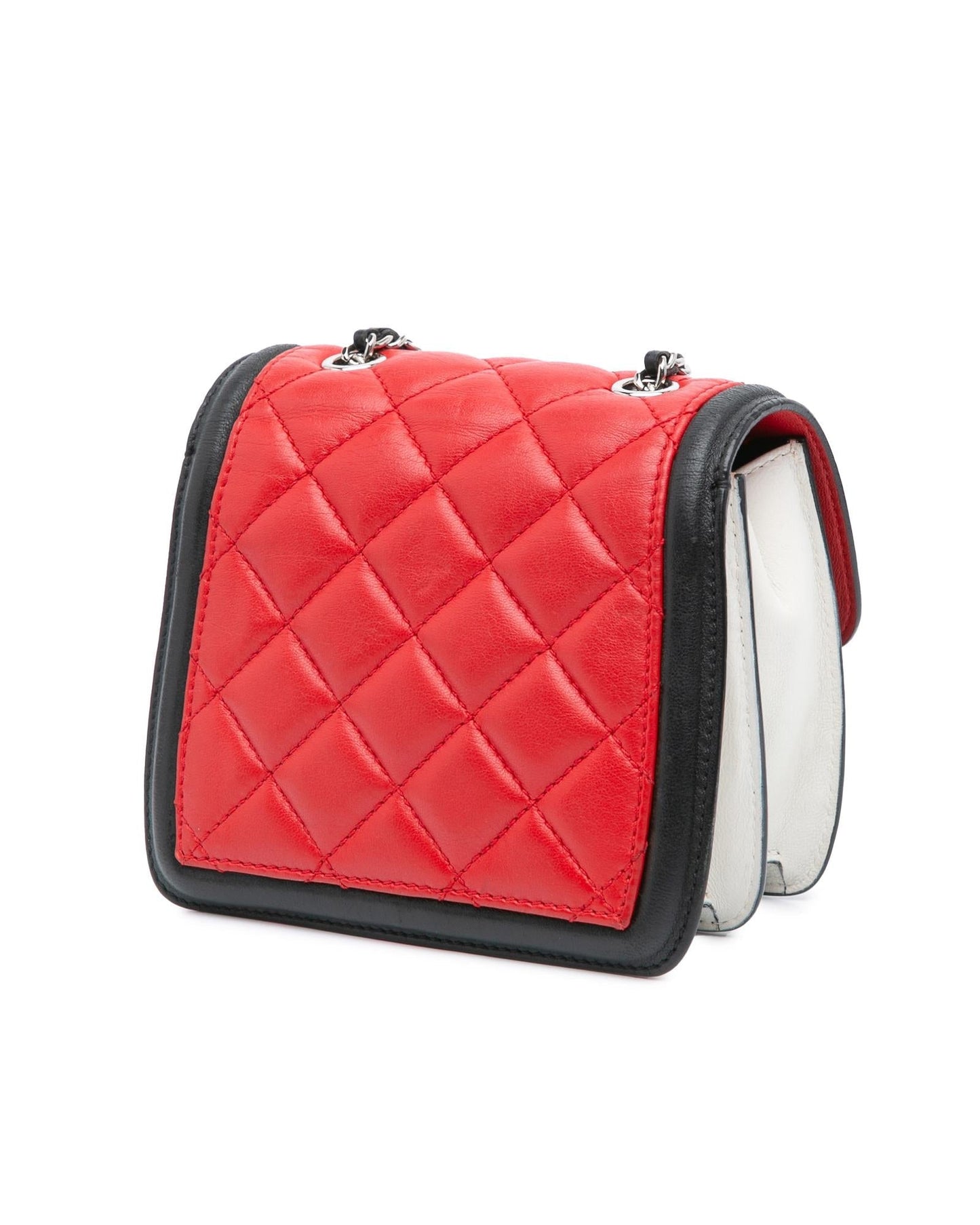 Mini Square Lambskin Graphic Flap Crossbody Bag with Chain Strap