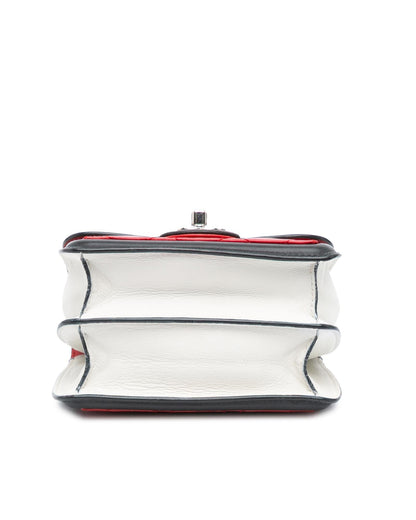 Mini Square Lambskin Graphic Flap Crossbody Bag with Chain Strap