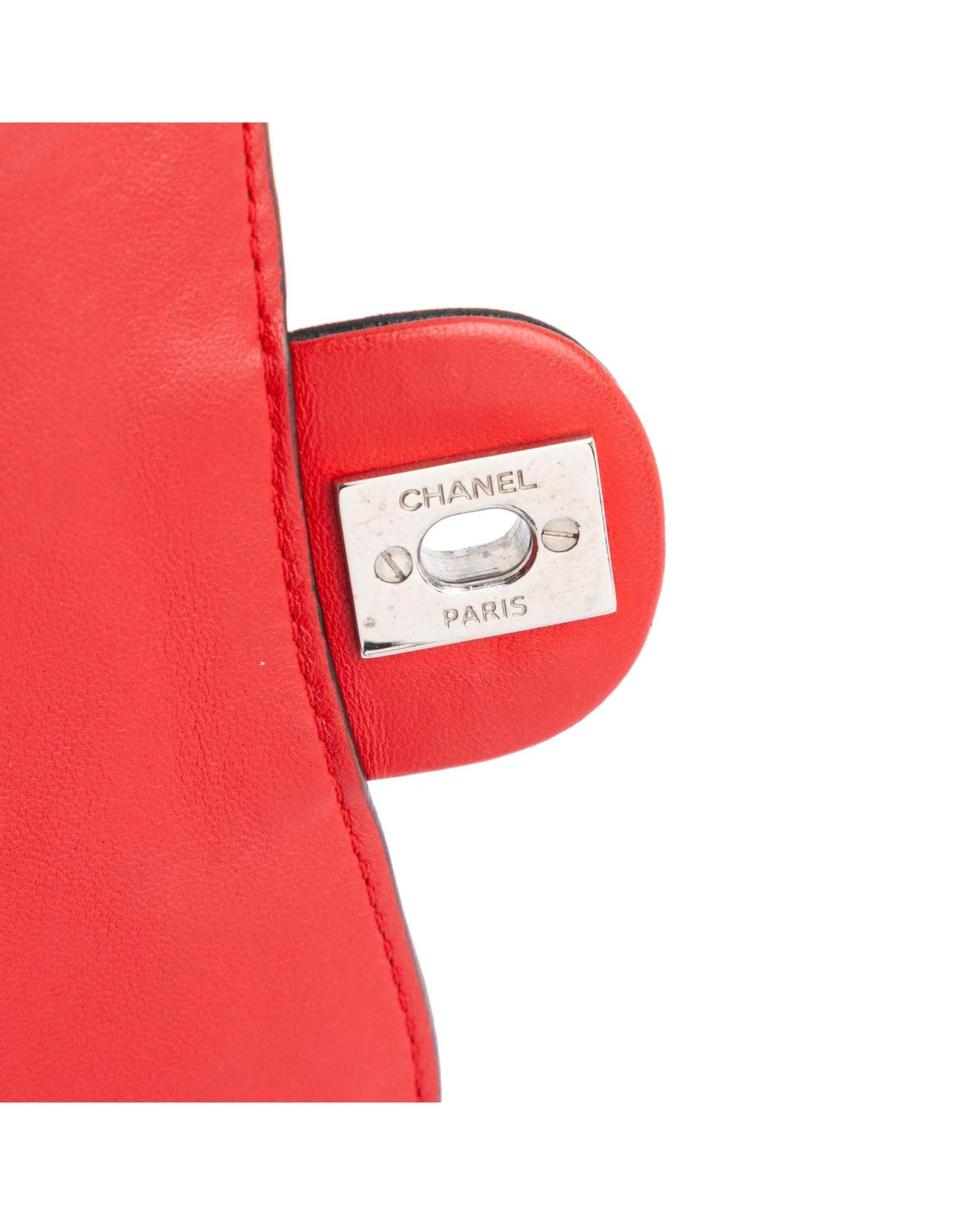 Mini Square Lambskin Graphic Flap Crossbody Bag with Chain Strap