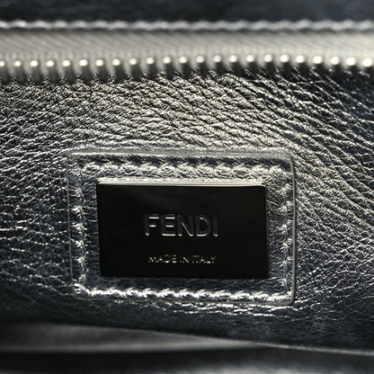 Fendi Vitello Catalan Mirror Medium Peekaboo Iconic Satchel Argento