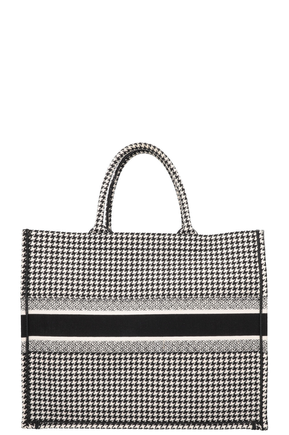 Christian Dior Houndstooth Large Book Tote Canvas Black White
