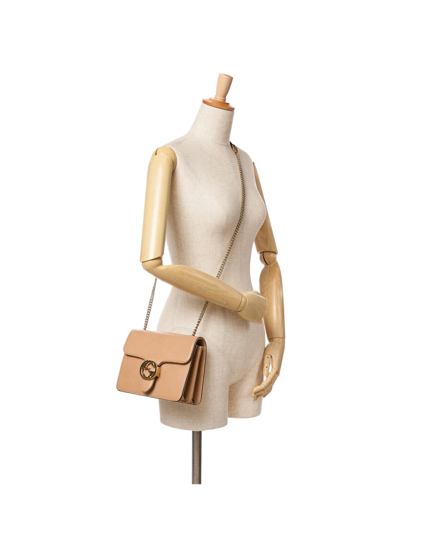 Small Calfskin Interlocking G Crossbody Bag with Chain Strap