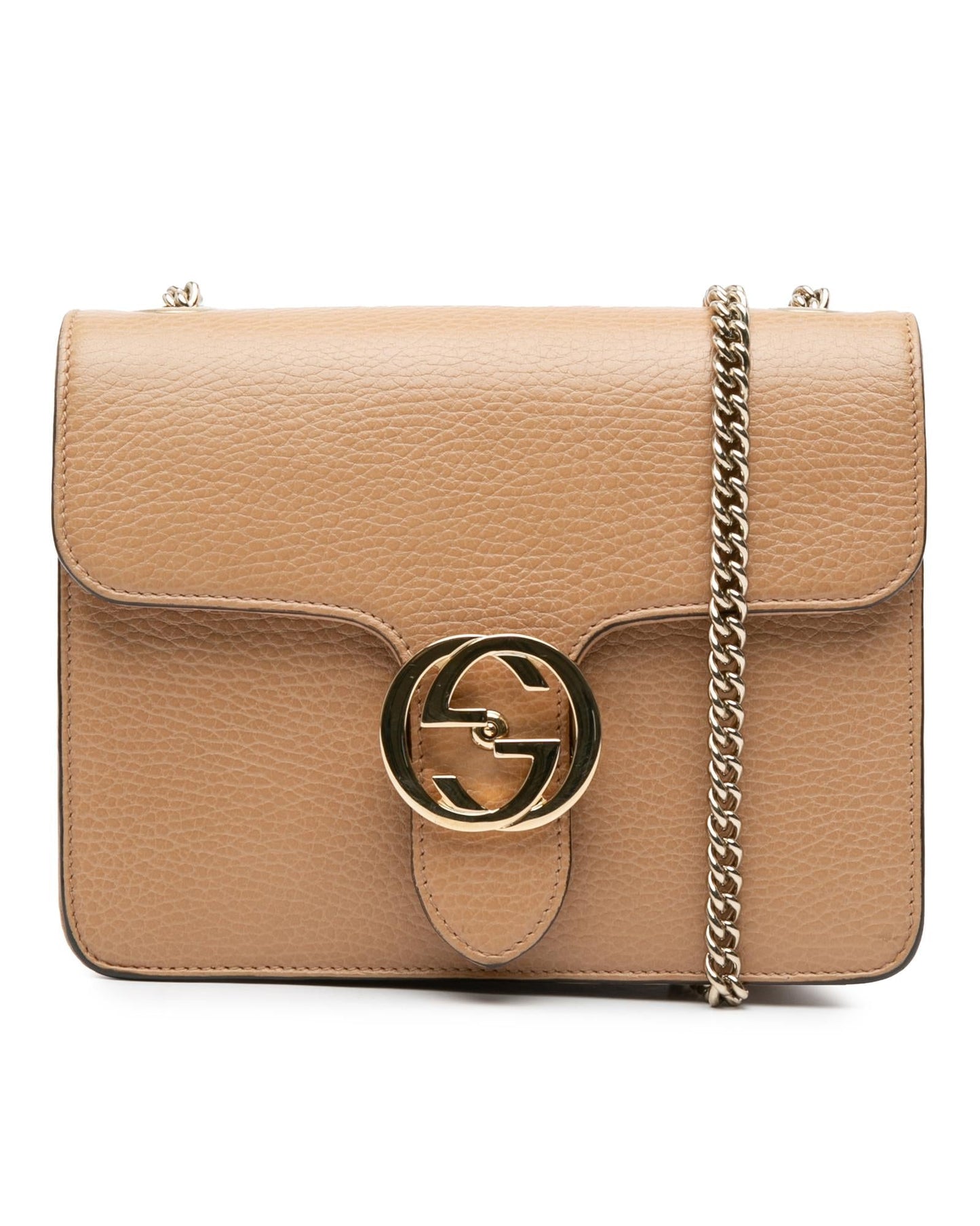 Small Calfskin Interlocking G Crossbody Bag with Chain Strap