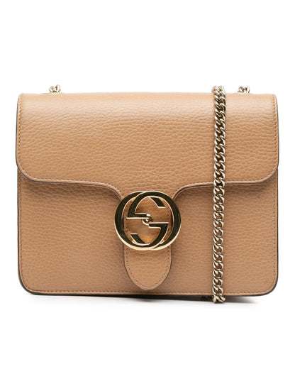 Small Calfskin Interlocking G Crossbody Bag with Chain Strap