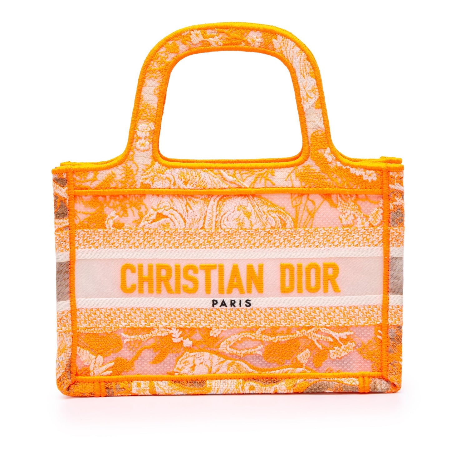 Orange Dior Mini Canvas Embroidered Dioriviera Toile De Jouy Book Tote Handbag