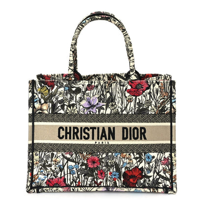 Christian Dior Canvas Embroidered Medium Mille Fleurs Book Tote Multicolor