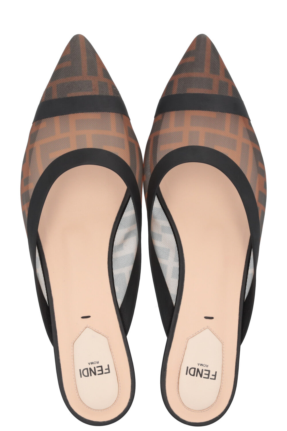 FENDI Zucca Print Colibri Mesh Mules Brown