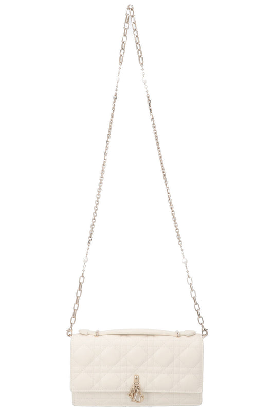 Christian Dior My Dior Top Handle Bag Cannage White Leather