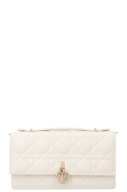 Christian Dior My Dior Top Handle Bag Cannage White Leather