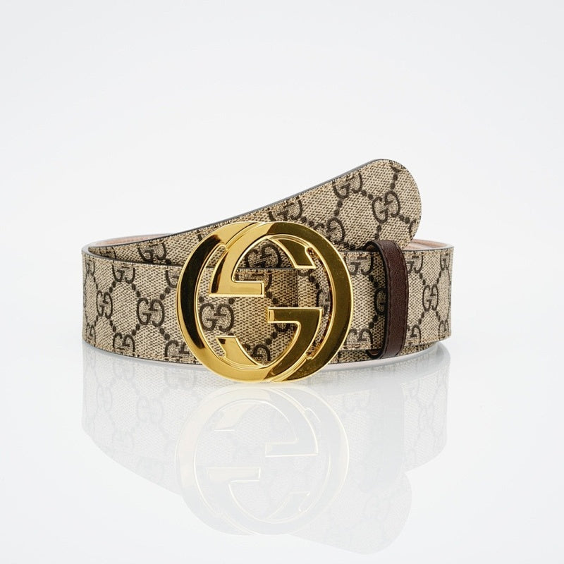 Reversible Leather Belt with Gold Buckle