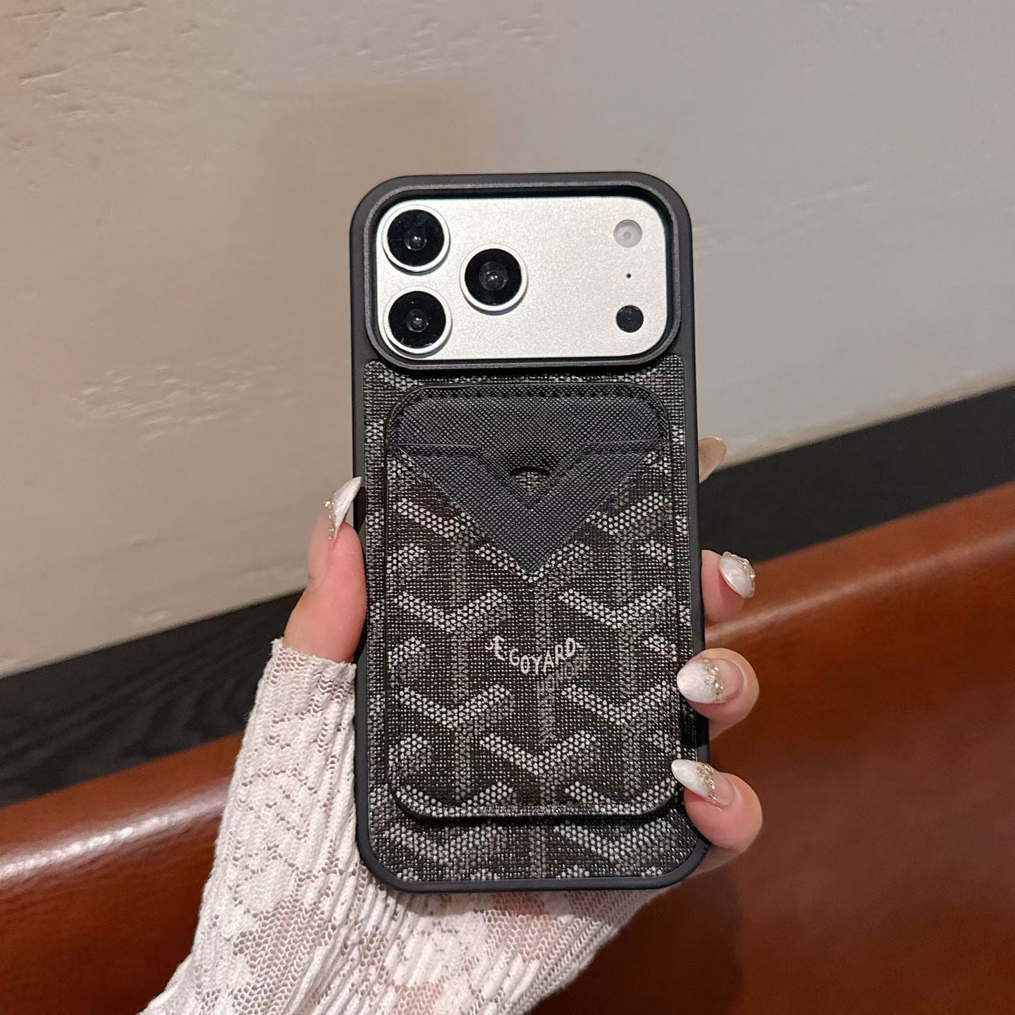 Goyard Magnet Card Holder Phone Case iPhone 1317 / Pro / Pro Max / Plus / Air