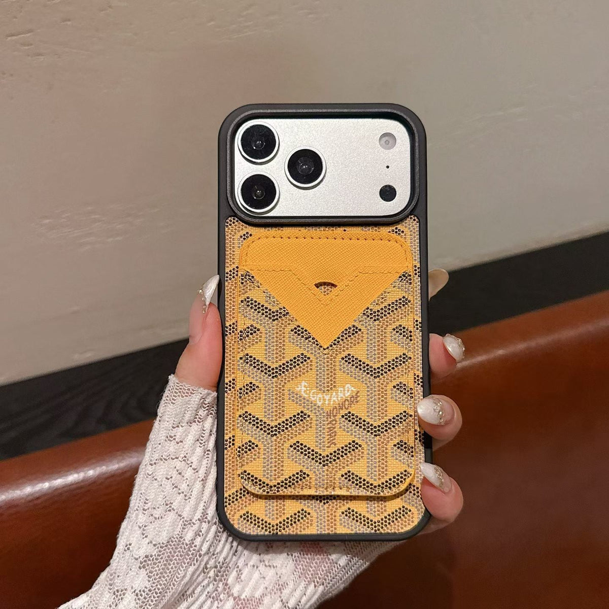 Goyard Magnet Card Holder Phone Case Iphone 13-17 / Pro / Pro Max / Plus / Air / 18 Pro / 18 Pro Max