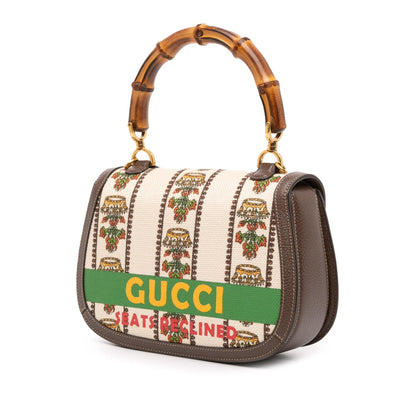 Gucci 100th Anniversary Medium Canvas 1947 Bamboo Top Handle Bag