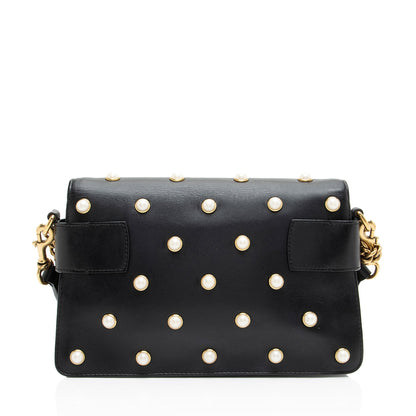 Gucci Calfskin Pearl Bee Broadway Mini Shoulder Bag