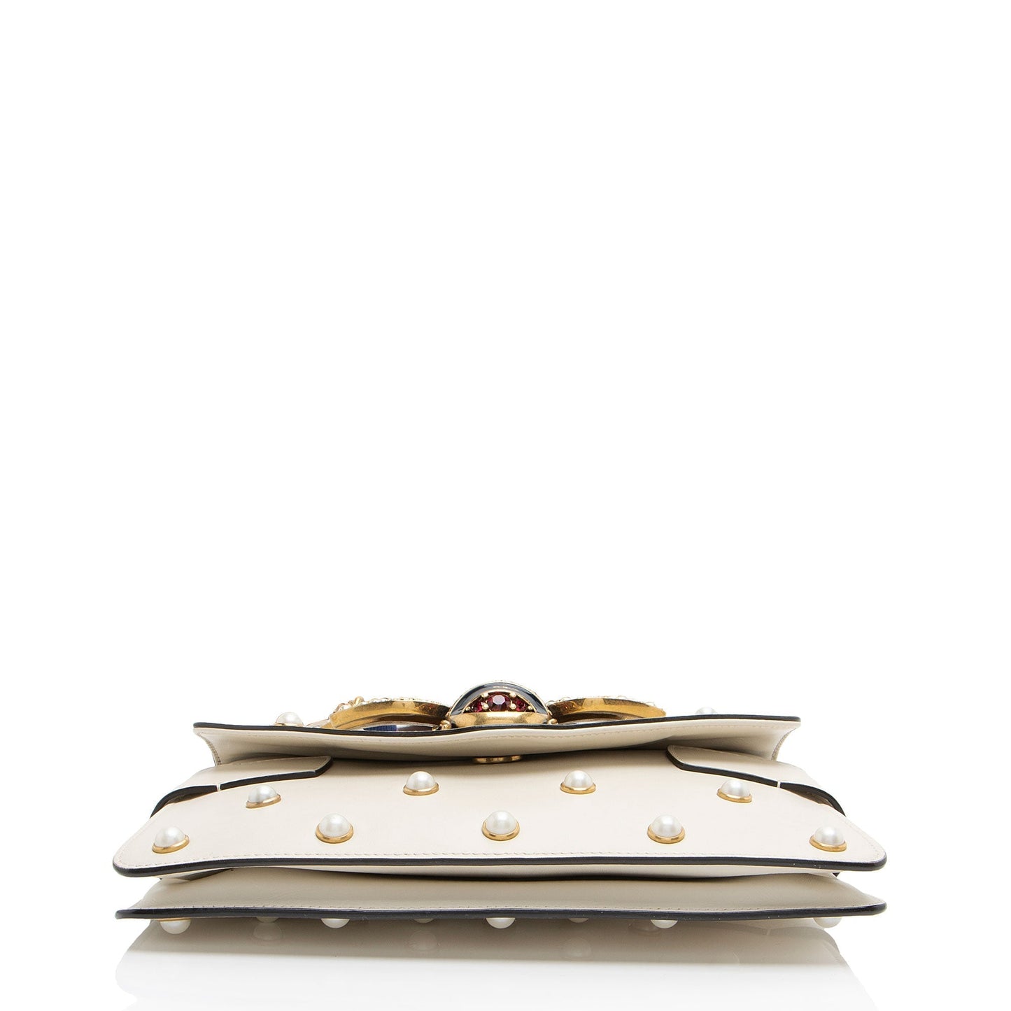 Gucci Calfskin Pearl Bee Broadway Mini Shoulder Bag