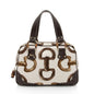 Gucci Horsebit Canvas Bamboo Satchel