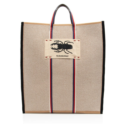 Gucci Canvas Embroidered Floral Vertical Tote (SHF-tGiQY1)