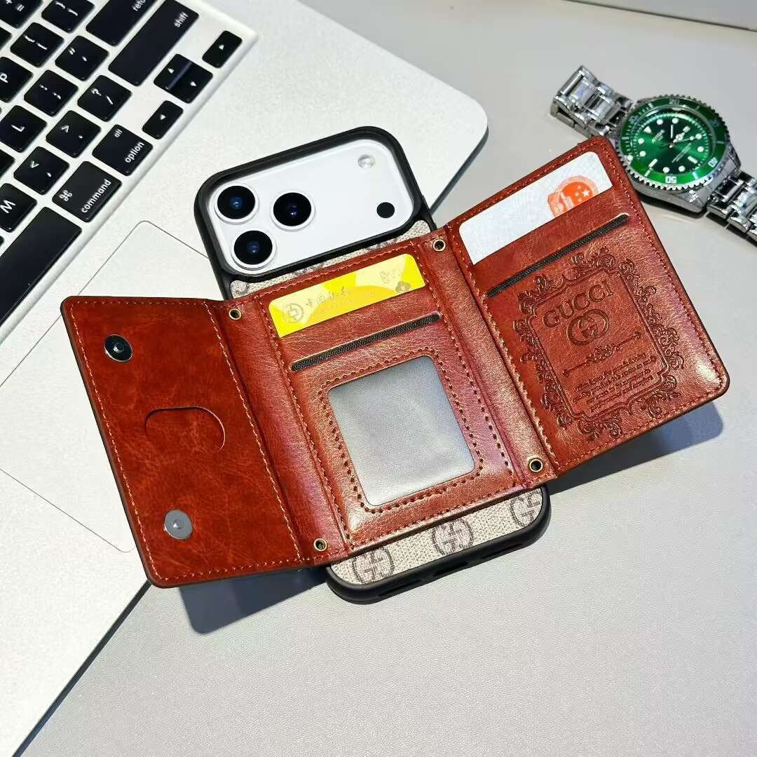 Gg Card Holder Wallet Phone Case Iphone 17 / Pro / Max / Air / 18 Pro / 18 Pro Max