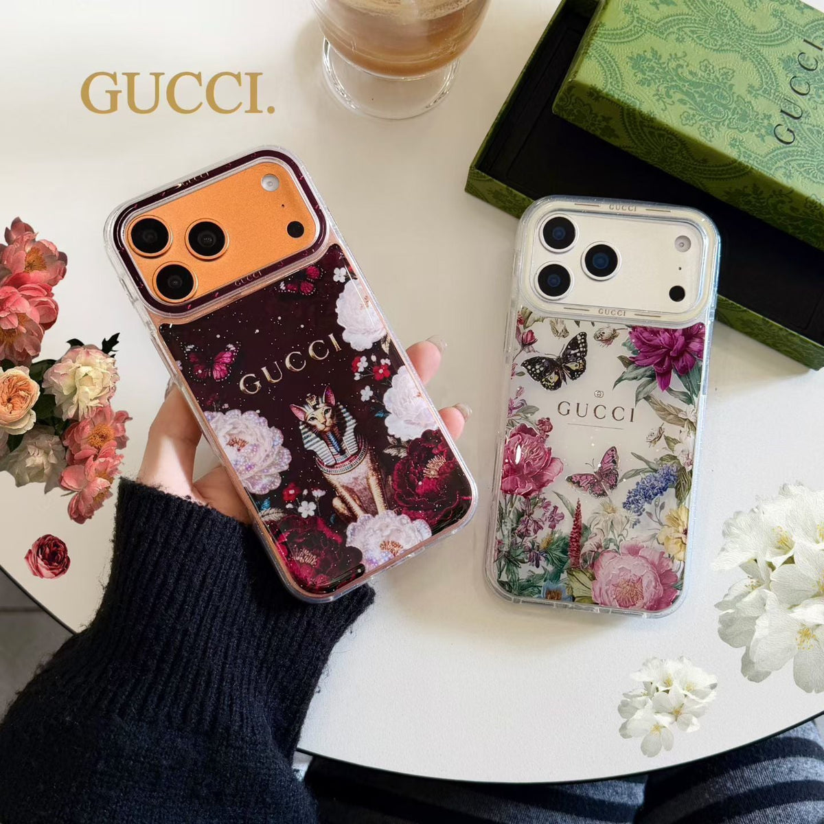 Gucci Clear Case Print Pattern Iphone 14-17 / Pro / Pro Max / 18 Pro / 18 Pro Max
