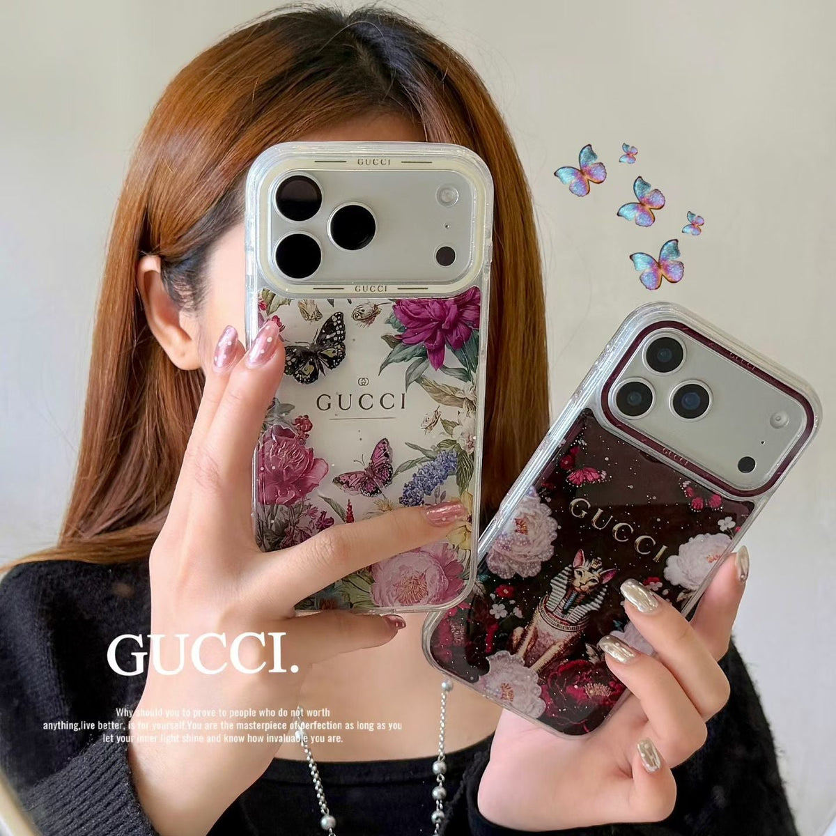 Gucci Clear Case Print Pattern Iphone 14-17 / Pro / Pro Max / 18 Pro / 18 Pro Max