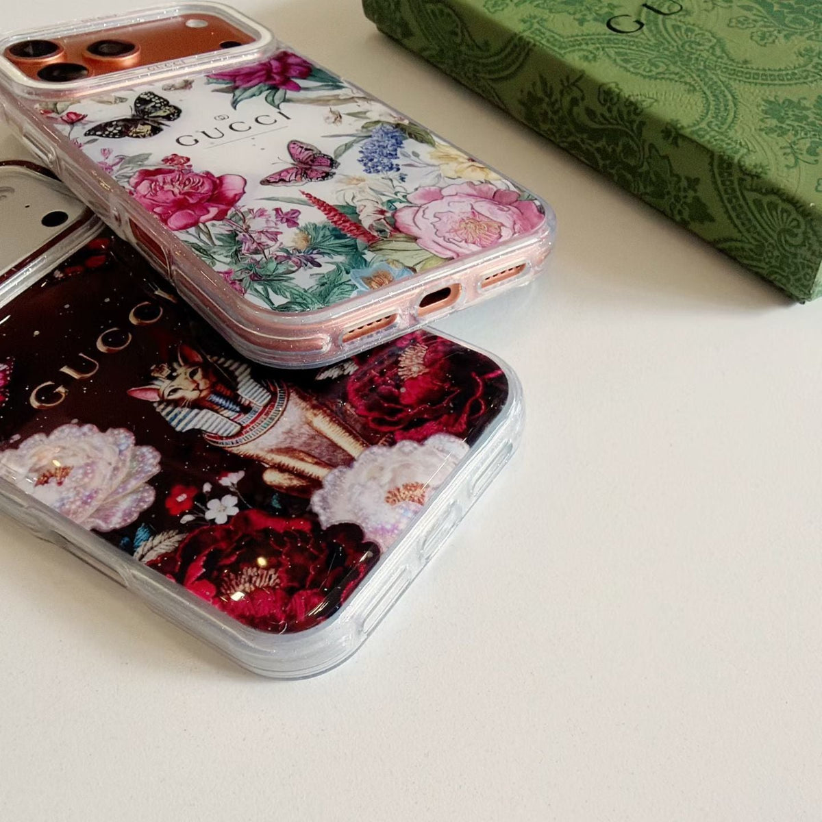 Gucci Clear Case Print Pattern Iphone 14-17 / Pro / Pro Max / 18 Pro / 18 Pro Max