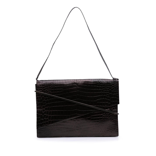 Gucci Croc Embossed Leather Broadway Envelope Shoulder Bag