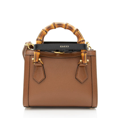 Gucci Cuir Leather Bamboo Diana Mini Tote