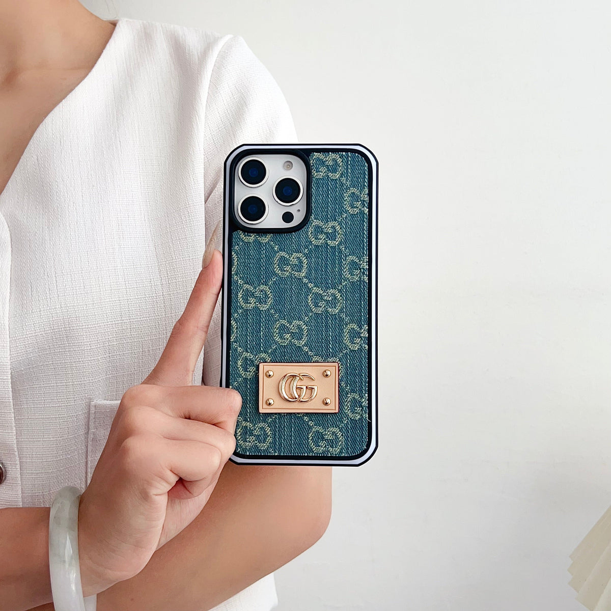 Gg Denim Iphone Case For 12-16 Pro Max / 18 Pro / 18 Pro Max