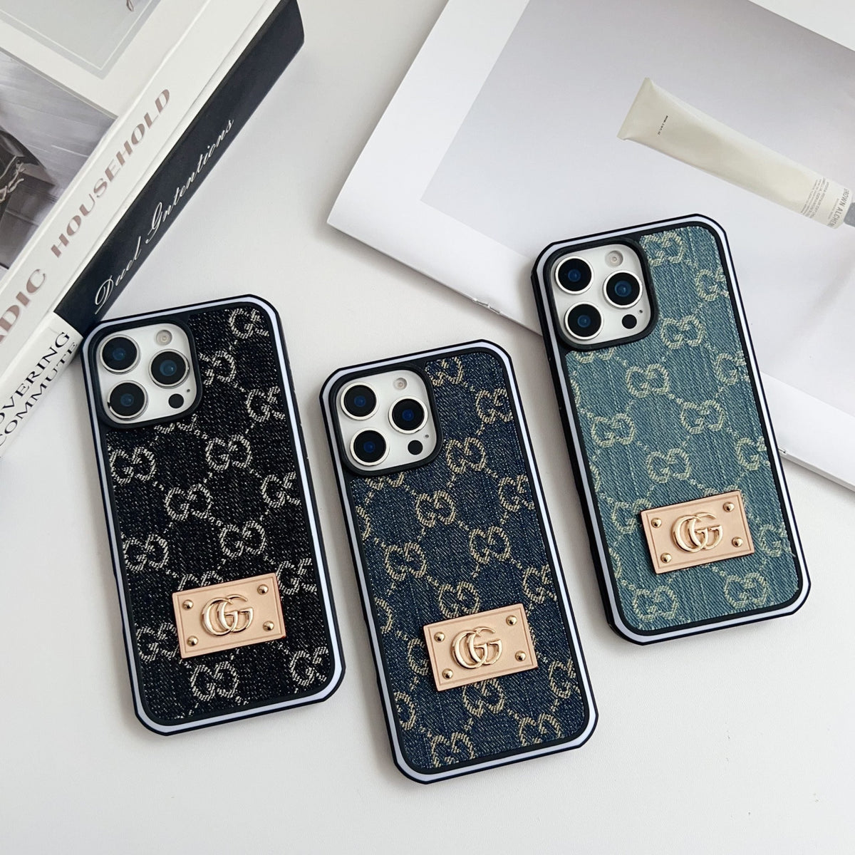 Gg Denim Iphone Case For 12-16 Pro Max / 18 Pro / 18 Pro Max