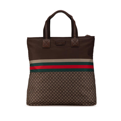 Gucci Diamante Web Nylon Tote (SHG-HrFLNN)