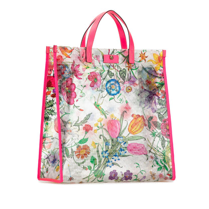 Gucci Flora Print Vinyl Tote (SHG-QGzSsM)