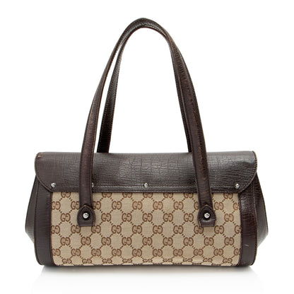 Gucci GG Canvas Bamboo Bullet Medium Satchel (SHF-QsKk05)