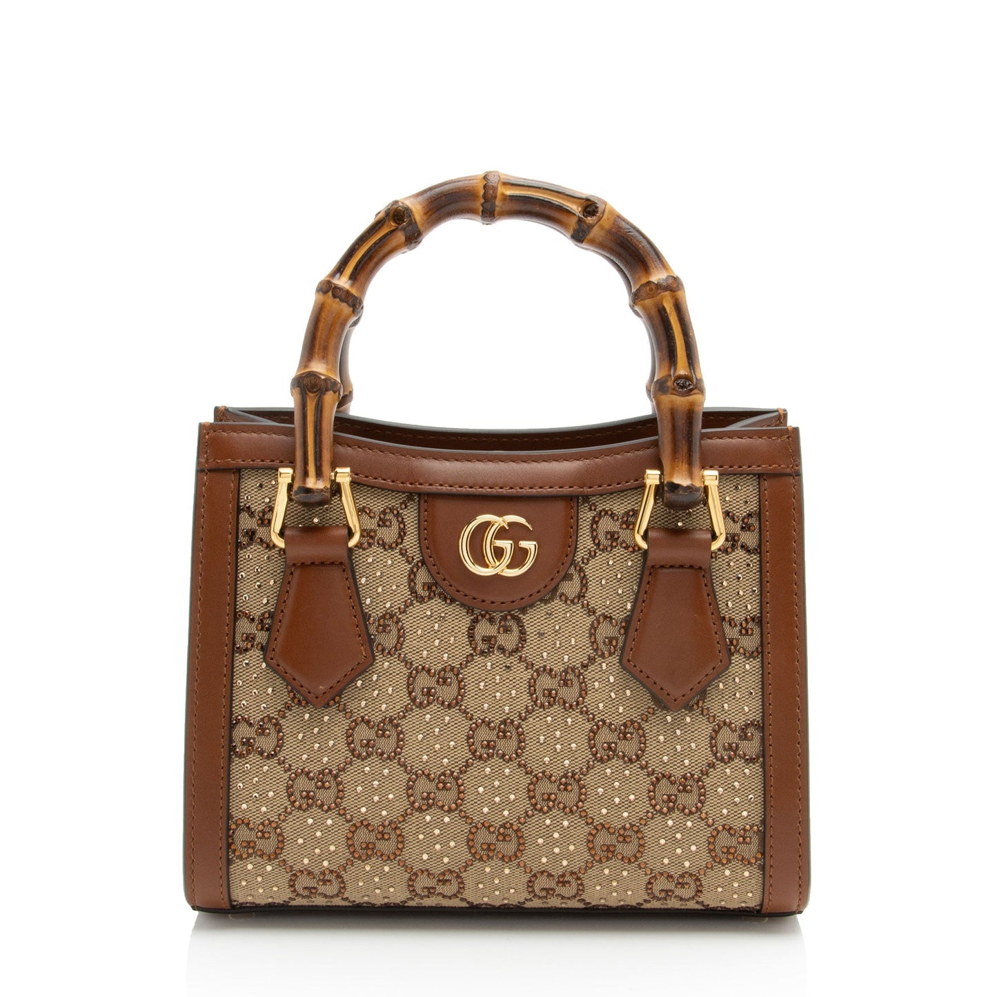 Gucci Crystal GG Canvas Bamboo Diana Mini Tote (SHF-E7QQjx)