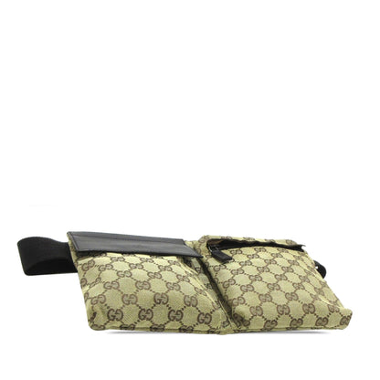 Gucci GG Canvas Double Pocket Belt Bag (SHG-YKH3IL)
