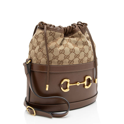 Gucci GG Canvas Horsebit 1955 Drawstring Bucket Bag