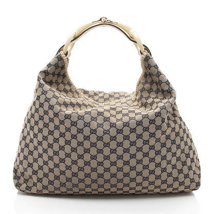 Gucci GG Canvas Horsebit Large Hobo
